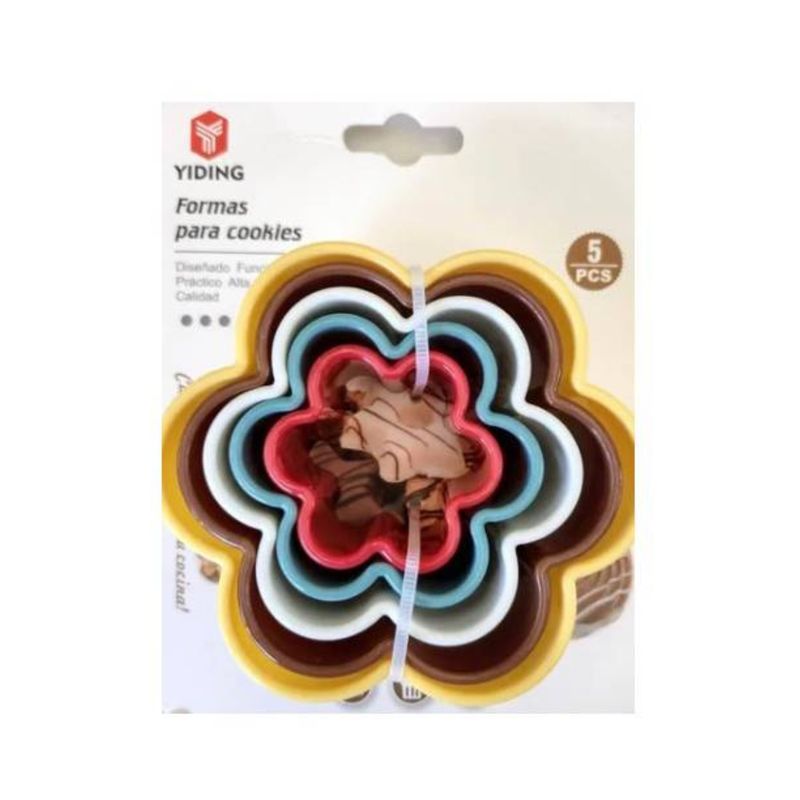 OEM - Set 05 Moldes De Galletas Cortapastas Galleta Flor Colores