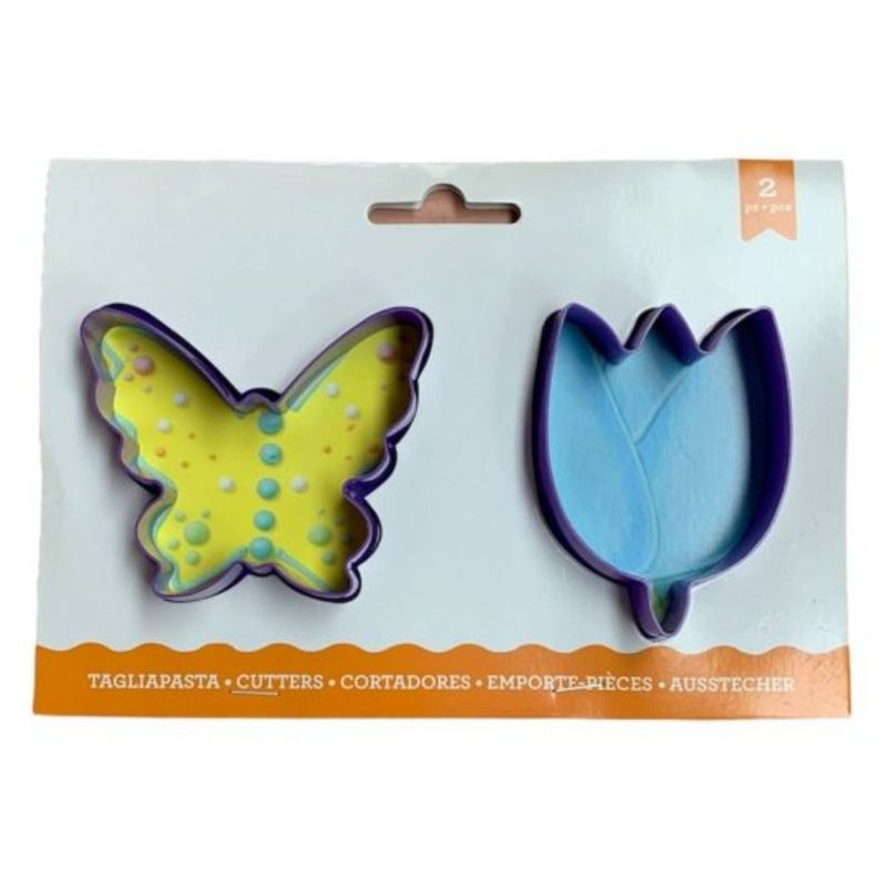 OEM - Set 02 Moldes Cortador Galletas Con Forma De Flor Y Mariposa