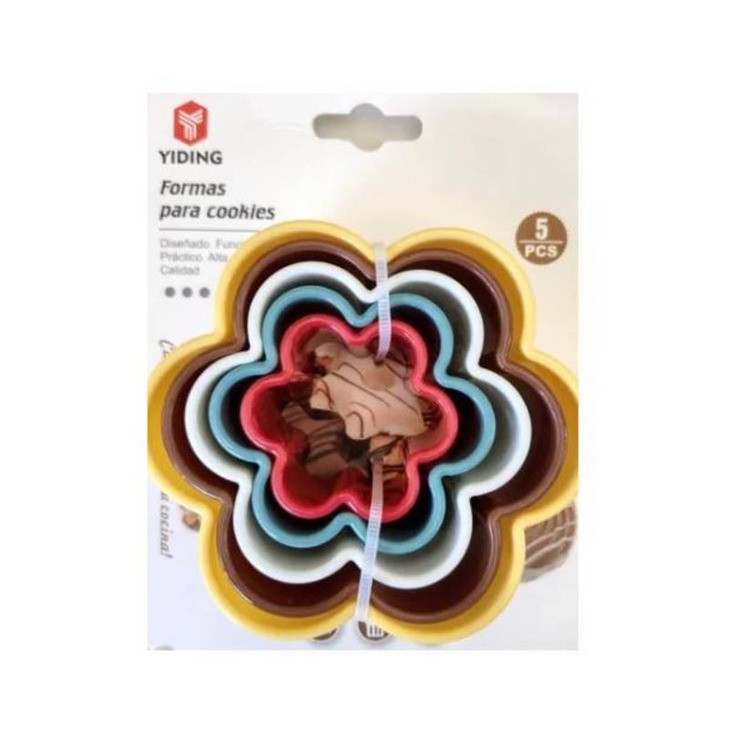 OEM - Set 05 Moldes De Galletas Cortapastas Galleta Flor Colores