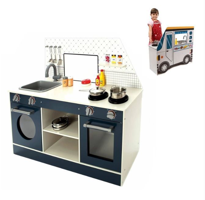 Cocina y Camion Comida Madera 2 en 1 Food Track