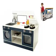 JUGUETON - Cocina y Camión Comida Madera 2 en 1 Food Track