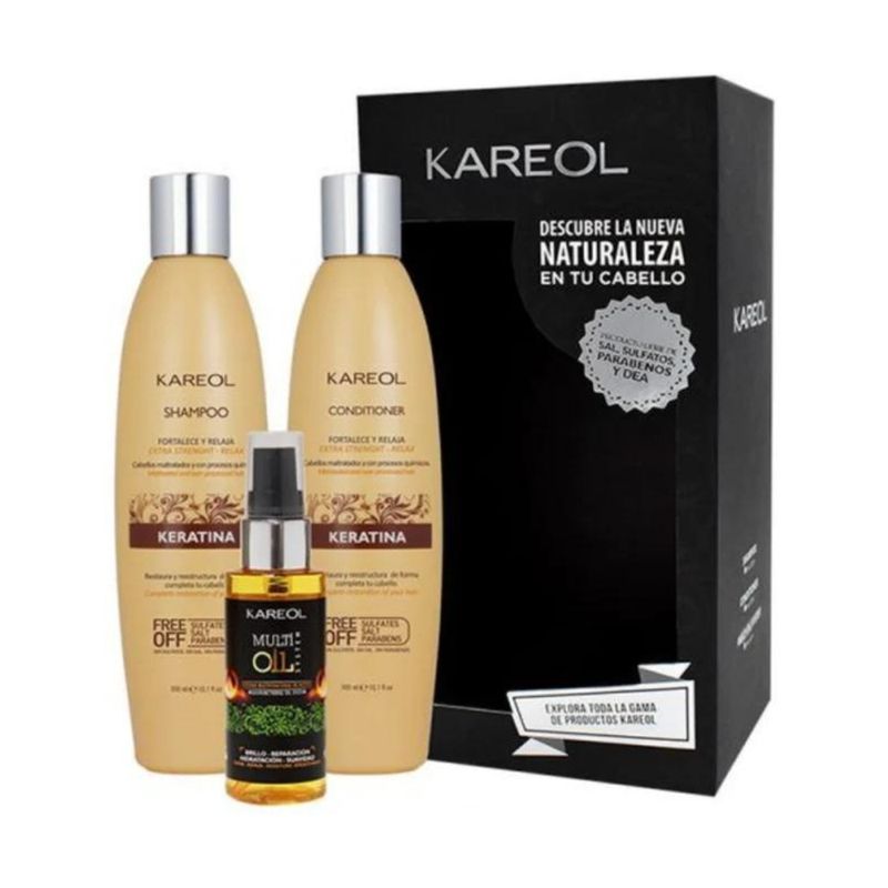 KAREOL - Pack Kareol Keratina Shampoo  Acondicionador 300ml  Multi Oil System 60ml..-