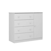 Comoda 4 Cajones Y Puerta Blanca