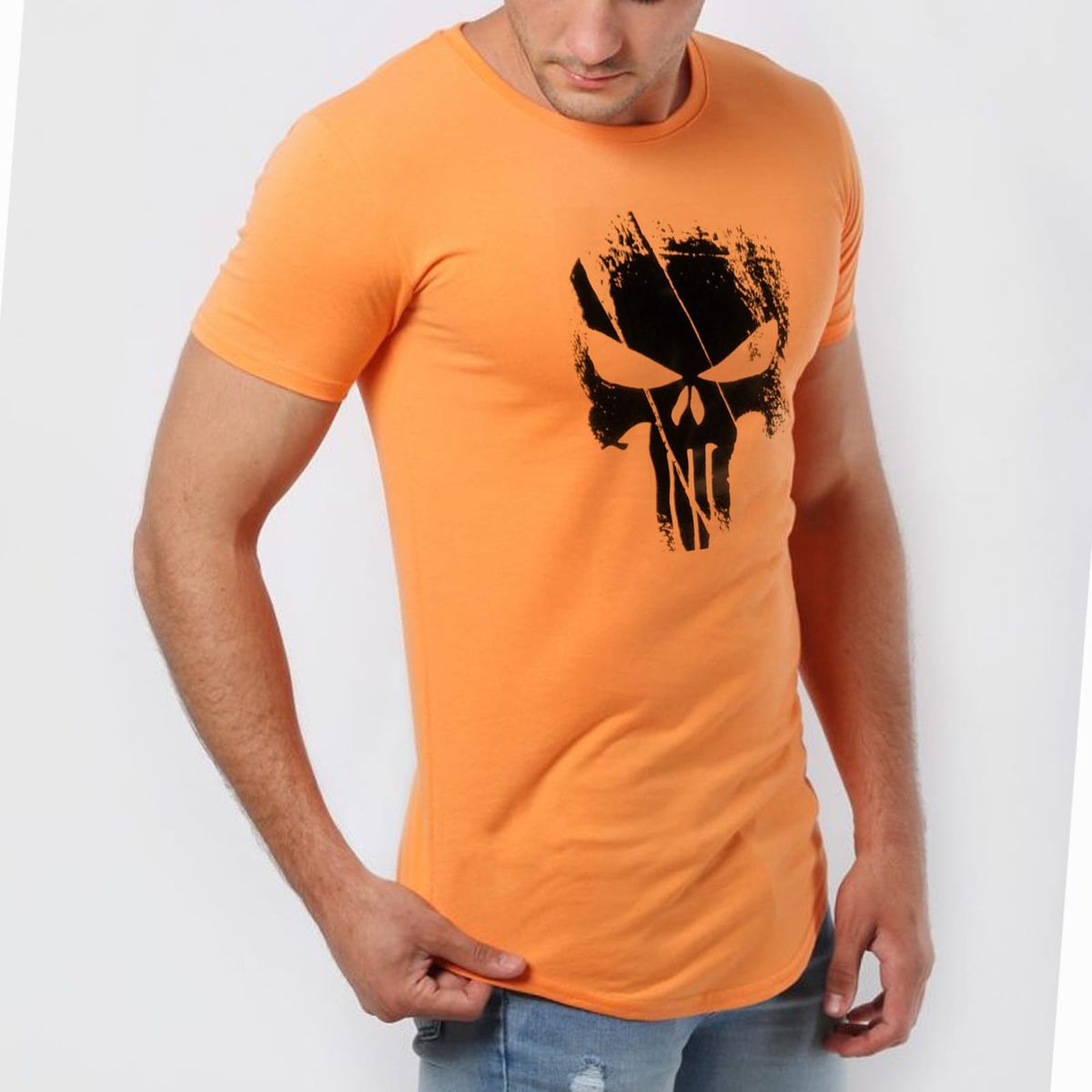 KUSSI COLLECTION - Polera Long fit Edicion limitada The punisher Orange