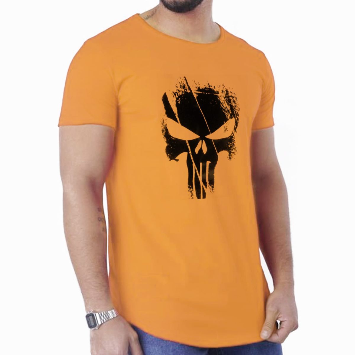KUSSI COLLECTION - Polera Long fit Edicion limitada The punisher Orange