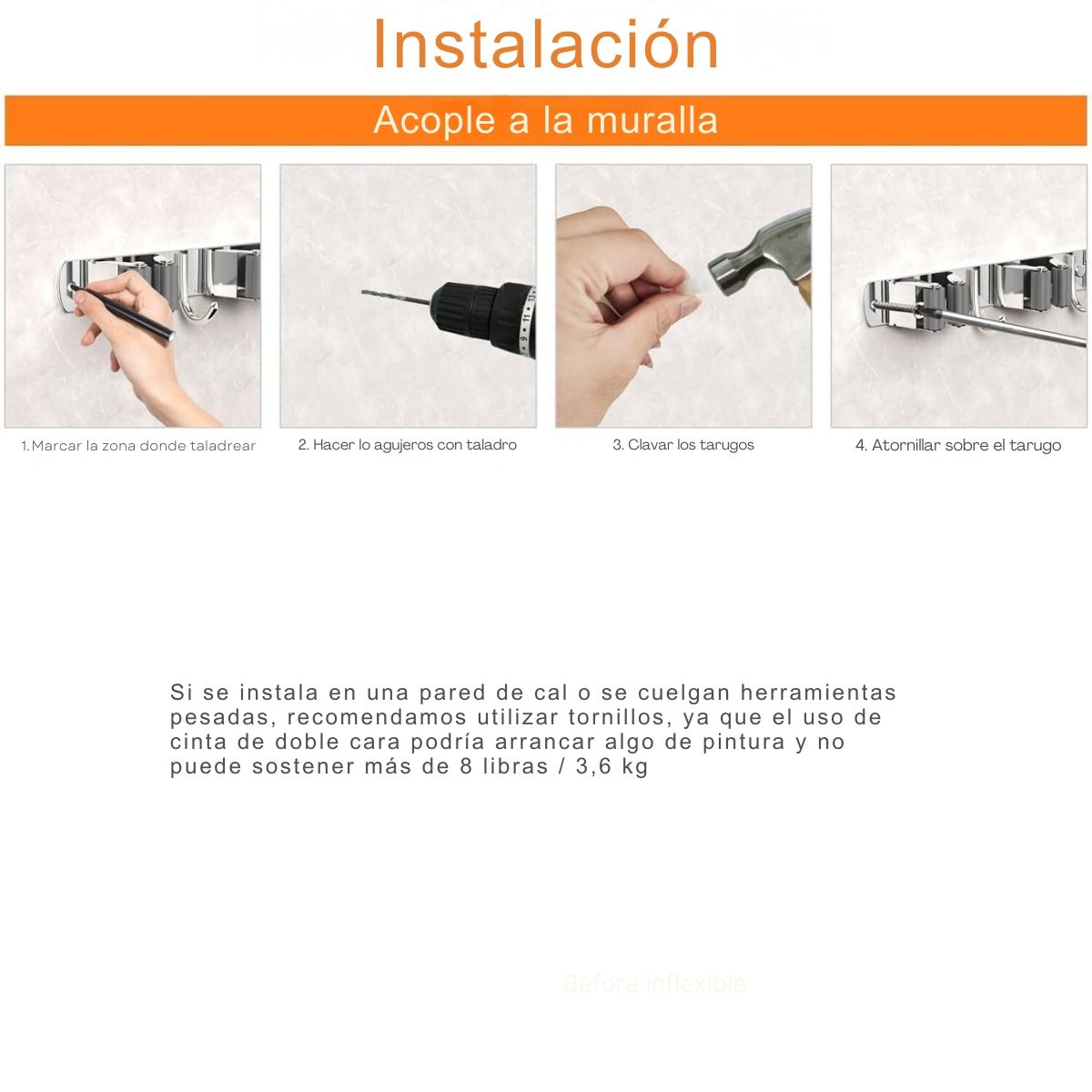 GENERICO - Organizador Base Escobas Escobillon Metalico Hogarútil