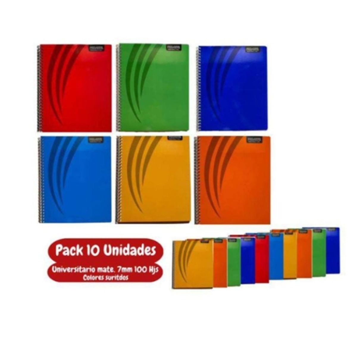 GENERICO - Cuaderno Universitario Liso Croquis 100 Hojas 10 Unid