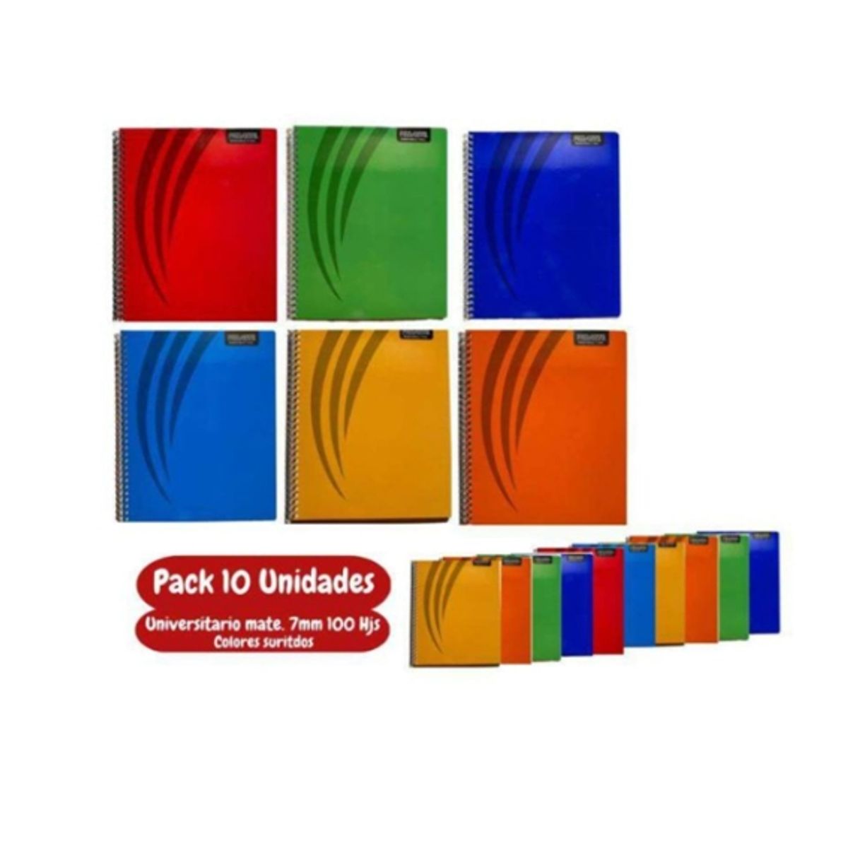 GENERICO - Cuaderno Universitario Liso Croquis 100 Hojas 10 Unid