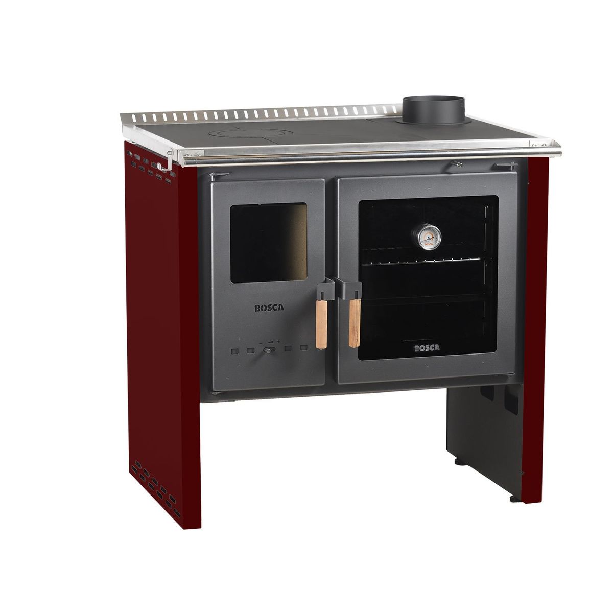 BOSCA - Pack Cocina a Leña Bosca Hestia 90 Burdeo+ Kit Base