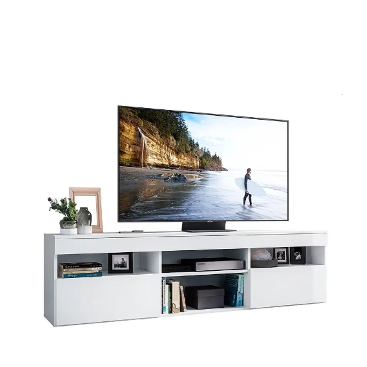 BE DESIGN - Rack Tv 60¨ Paris Con 2 Puertas Blanco