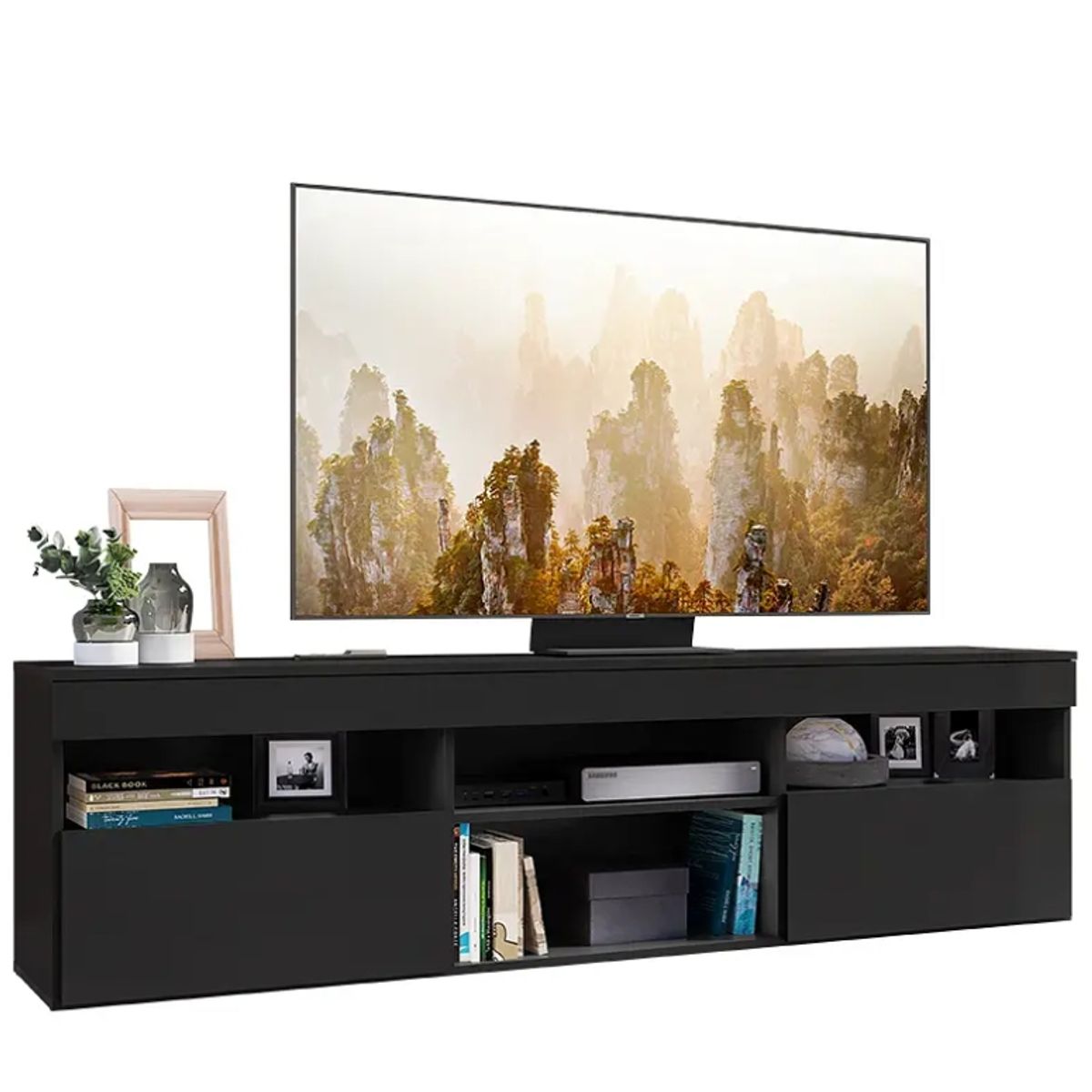 BE DESIGN - Rack Tv 60¨ Paris Con 2 Puertas Negro