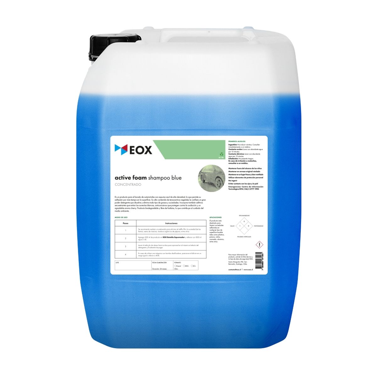 GENERICO - Shampoo Automotriz Snow Active Foam Color Blue Azul Eox 22 L