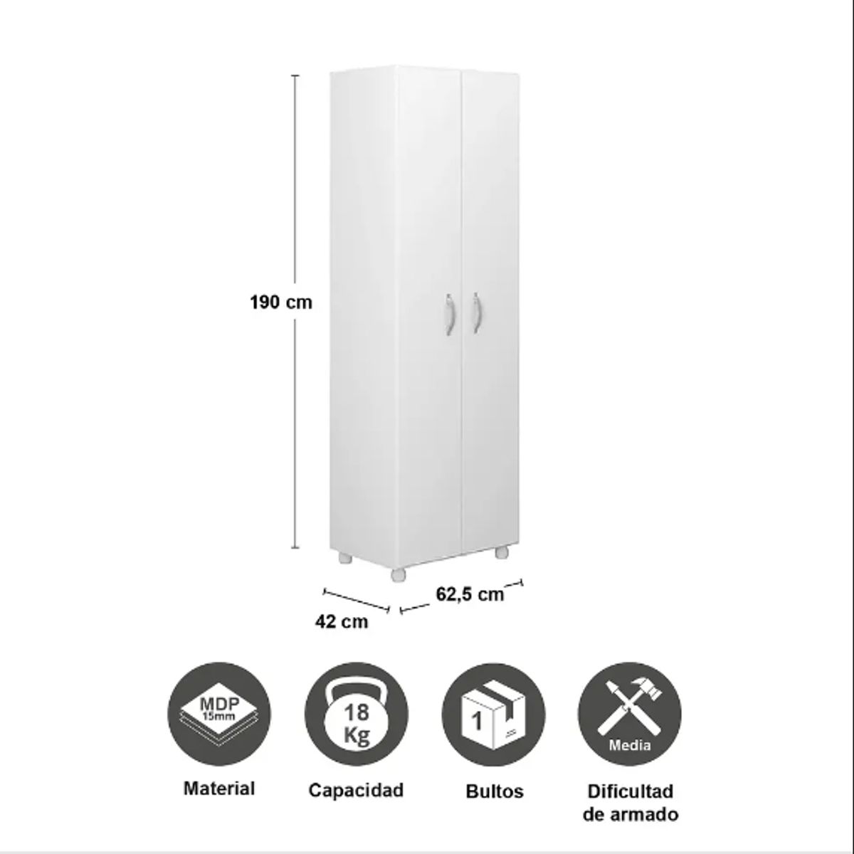 BE DESIGN - ARMARIO LOGIA 2 PUERTAS MULTIFUNCIONAL SMART BLANCO - L6172.010