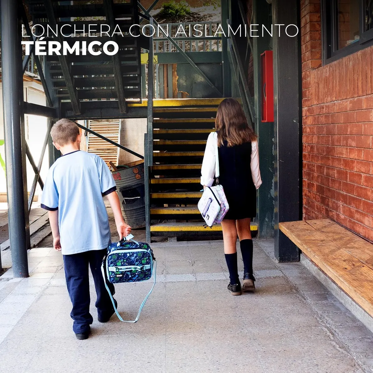 BUFFER FLASK - Lonchera Termica Niño Niña Buffer Bolso Almuerzo Colacion - Azul