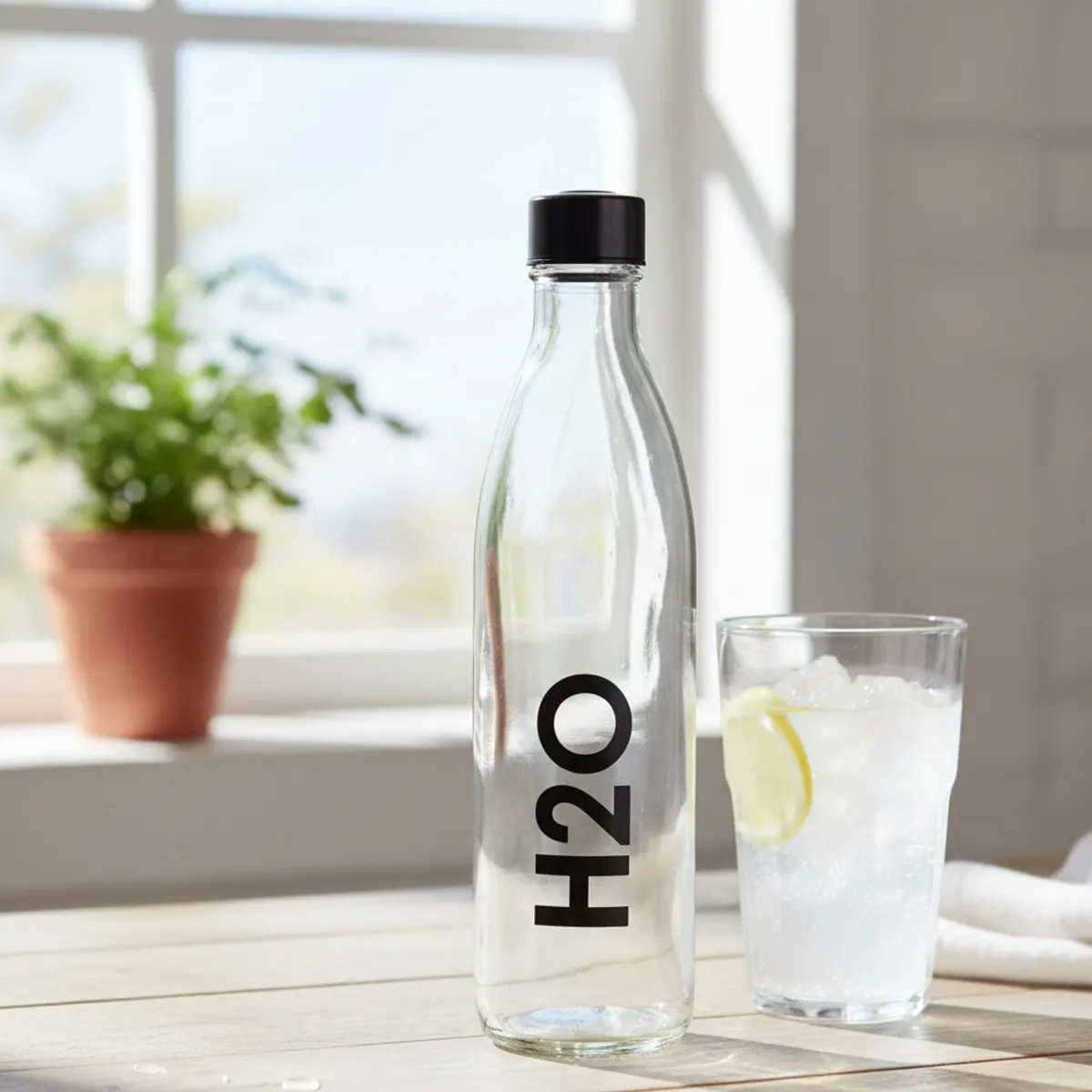 DECO EXPRESS - Botella Vidrio 1 Litro - Agua