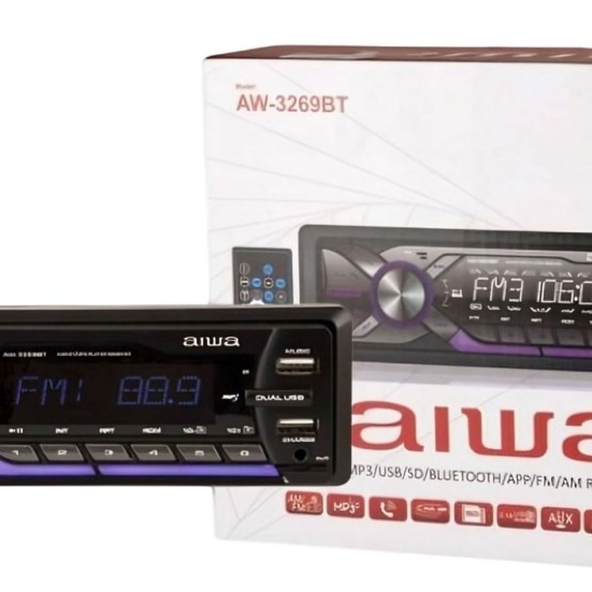 AIWA - RADIO REPRODUCTOR DE AUTO BLUETOOTH INCLUIDA CON MICROFONO BOWMAN