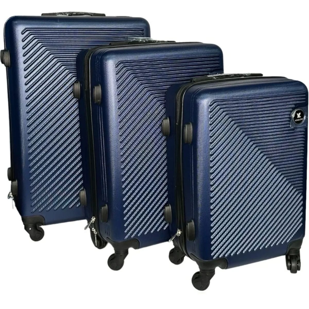 GENERICO - Set 3 Maletas Rigidas Ruedas 360 Azul Marino 27