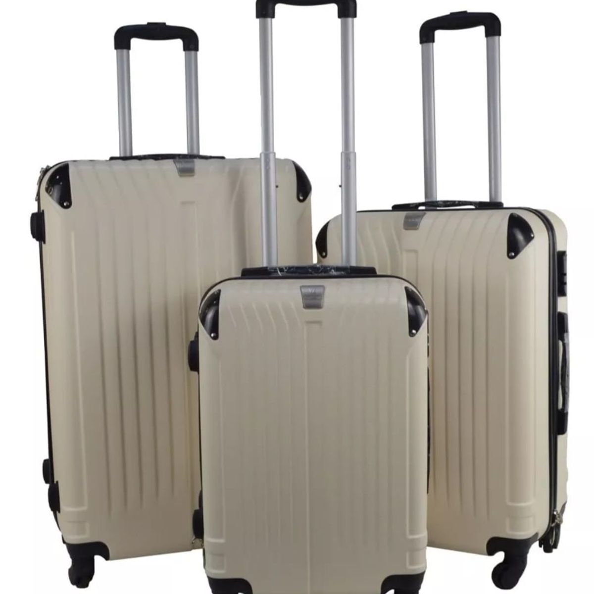 GENERICO - Set 3 Maletas Rigidas Ruedas 360 Beige 28