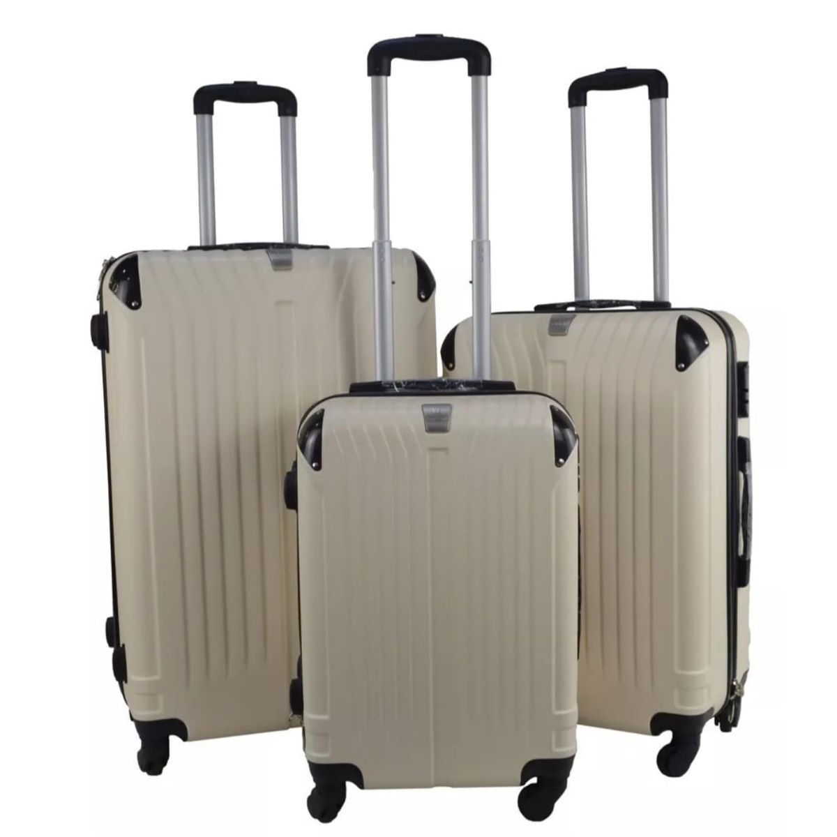 GENERICO - Set 3 Maletas Rigidas Ruedas 360 Beige 28