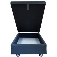 BLOCCARE - Base de Cama Baúl Full Única - Con Ruedas Logo 190 cm (Frontal)