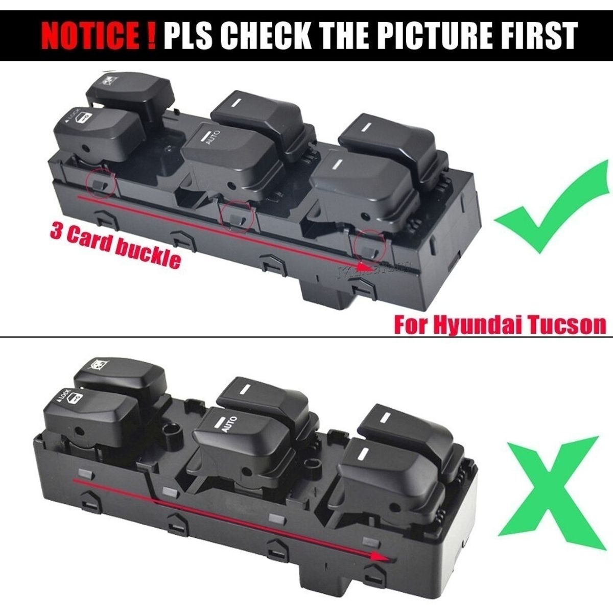 GENERICO - Botonera Alzavidrio Para Hyundai Tucson 2010-2015 Down 3clip