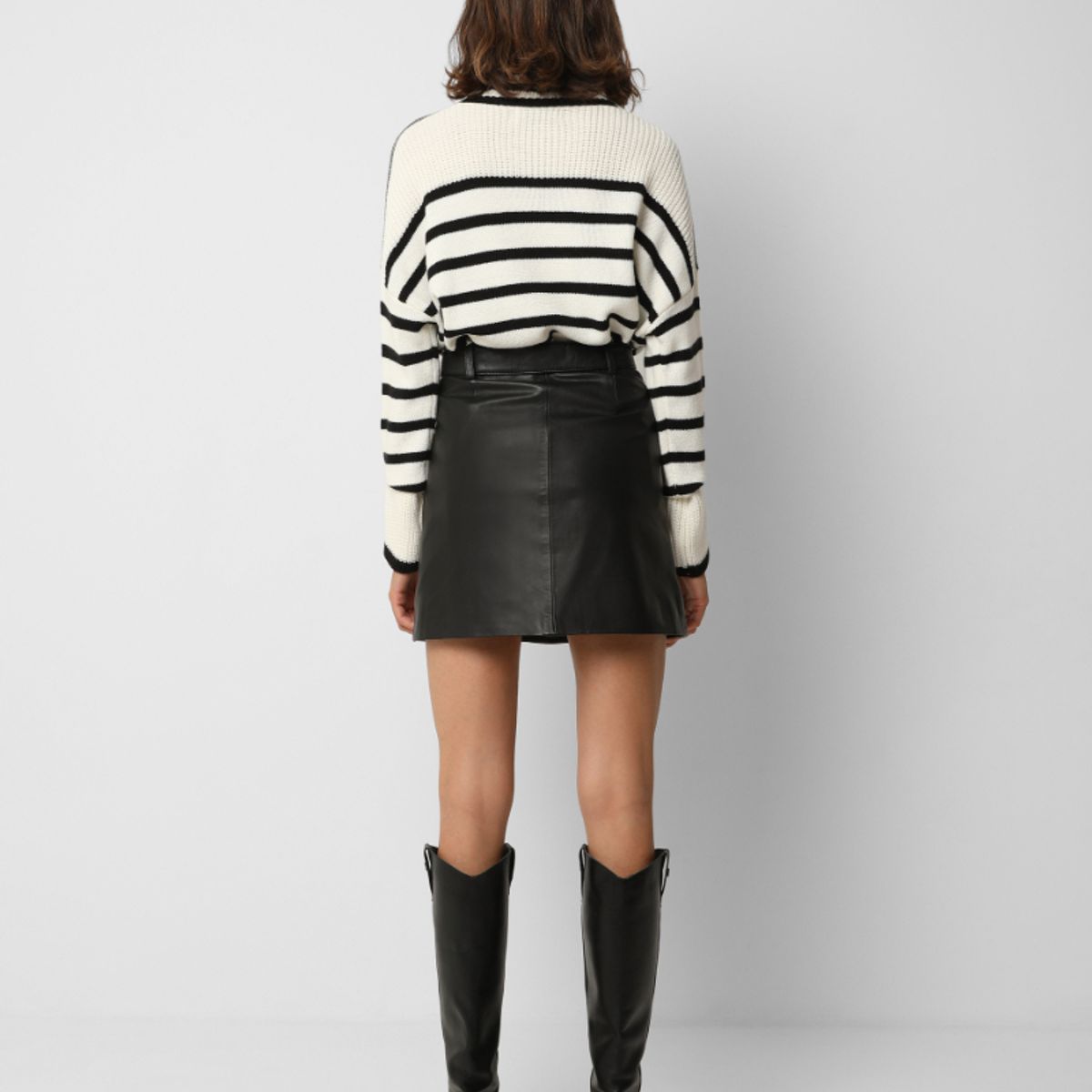 SCALPERS - Falda Mini Piel Cinturón Black