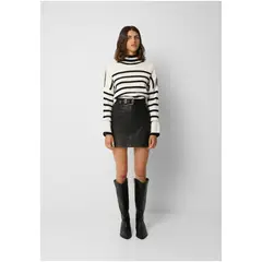 SCALPERS - Falda Mini Piel Cinturón Black