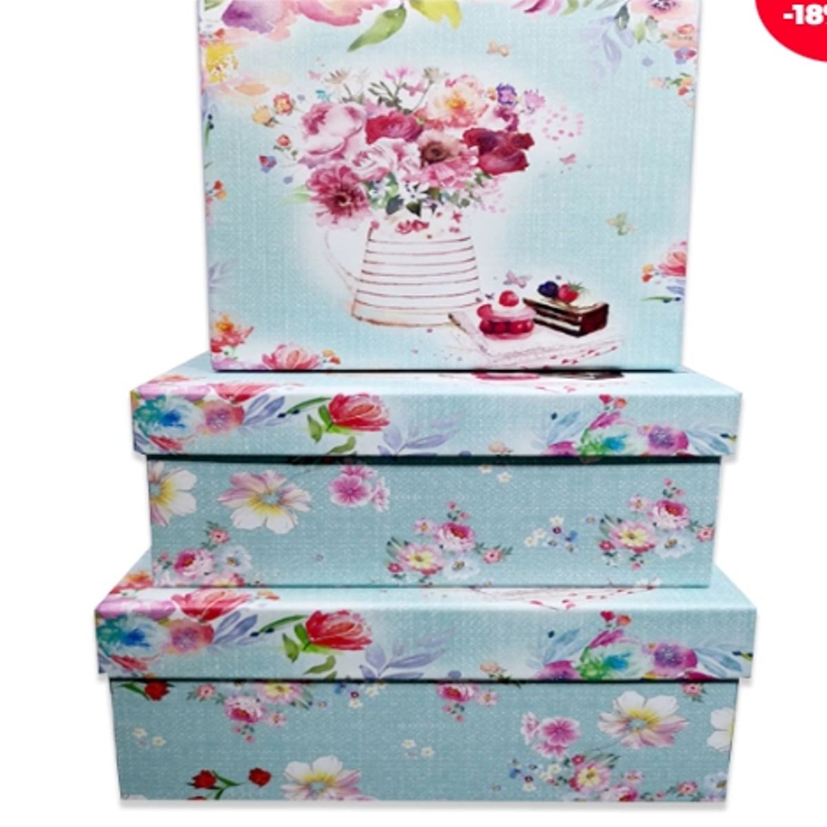 GENERICO - Set 3 Cajas De Regalo Flores Pasteles