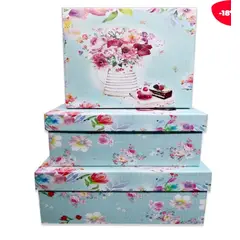 GENERICO - Set 3 Cajas De Regalo Flores Pasteles