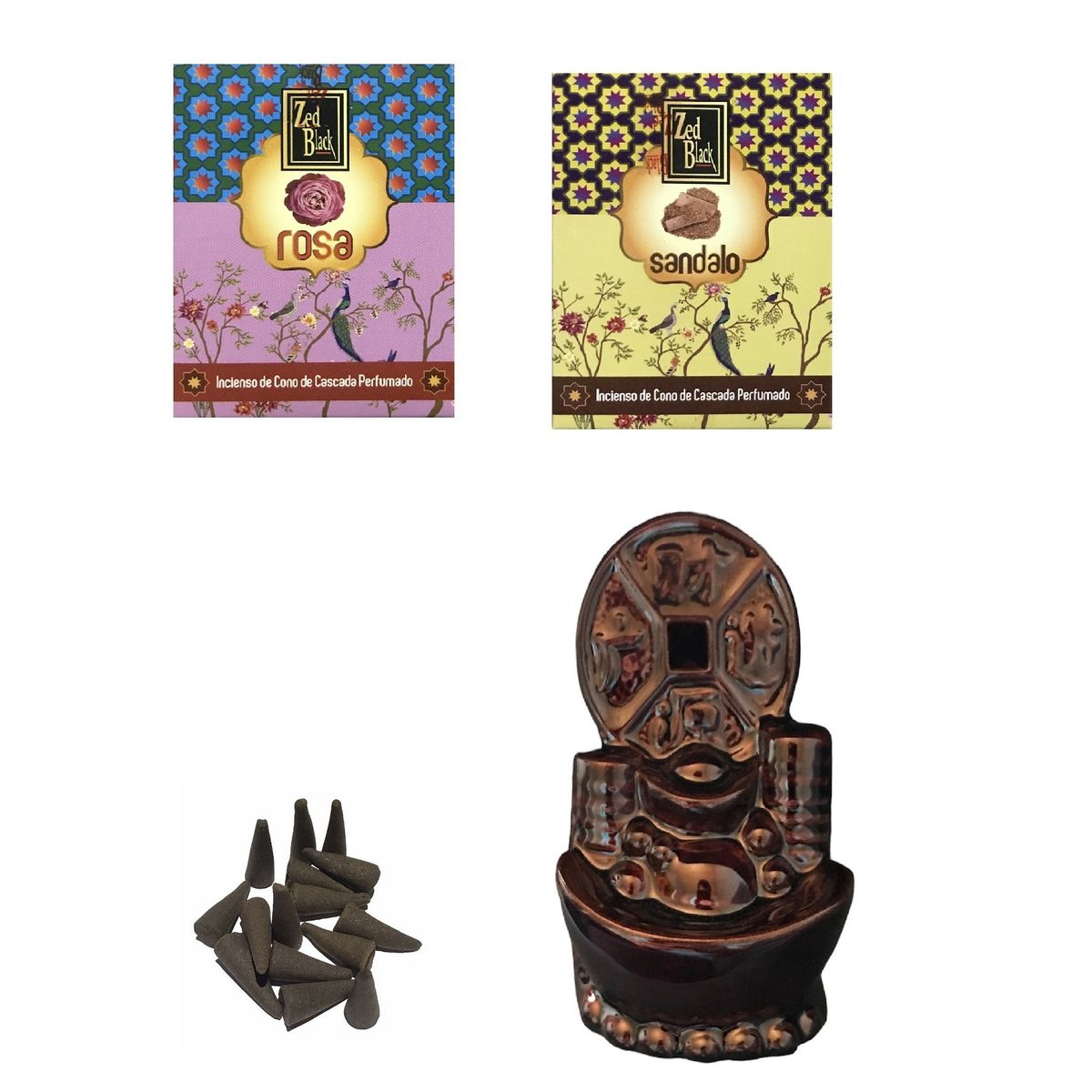 GENERICO - Cascada De Humo Moneda Con Incienso Conos Rosa y Sandalo