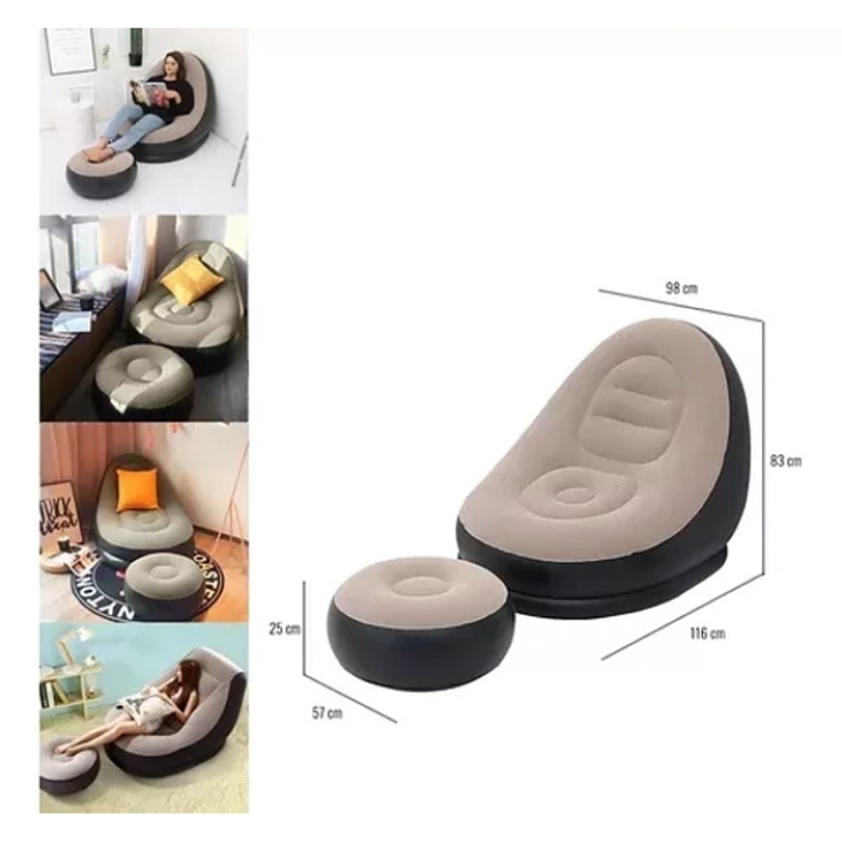 GENERICO - Sofá Tumbona Silla Inflable Reposa Pies Puff