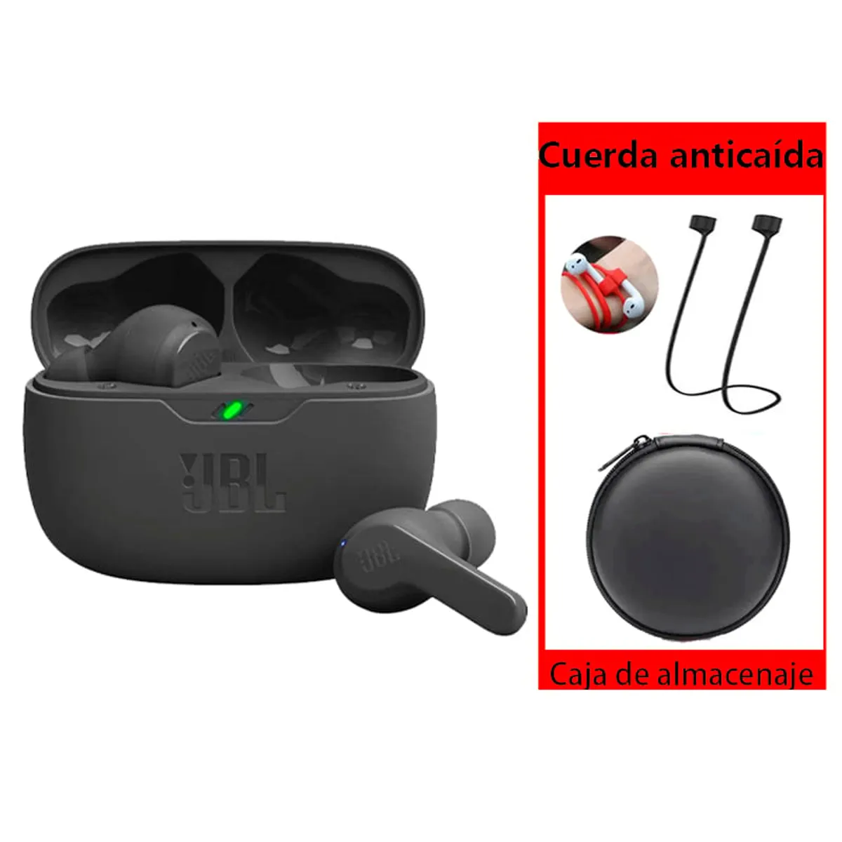 JBL - Audífonos Bluetooth JBL WAVE BEAM T230 NC+ Funda protectora Negro