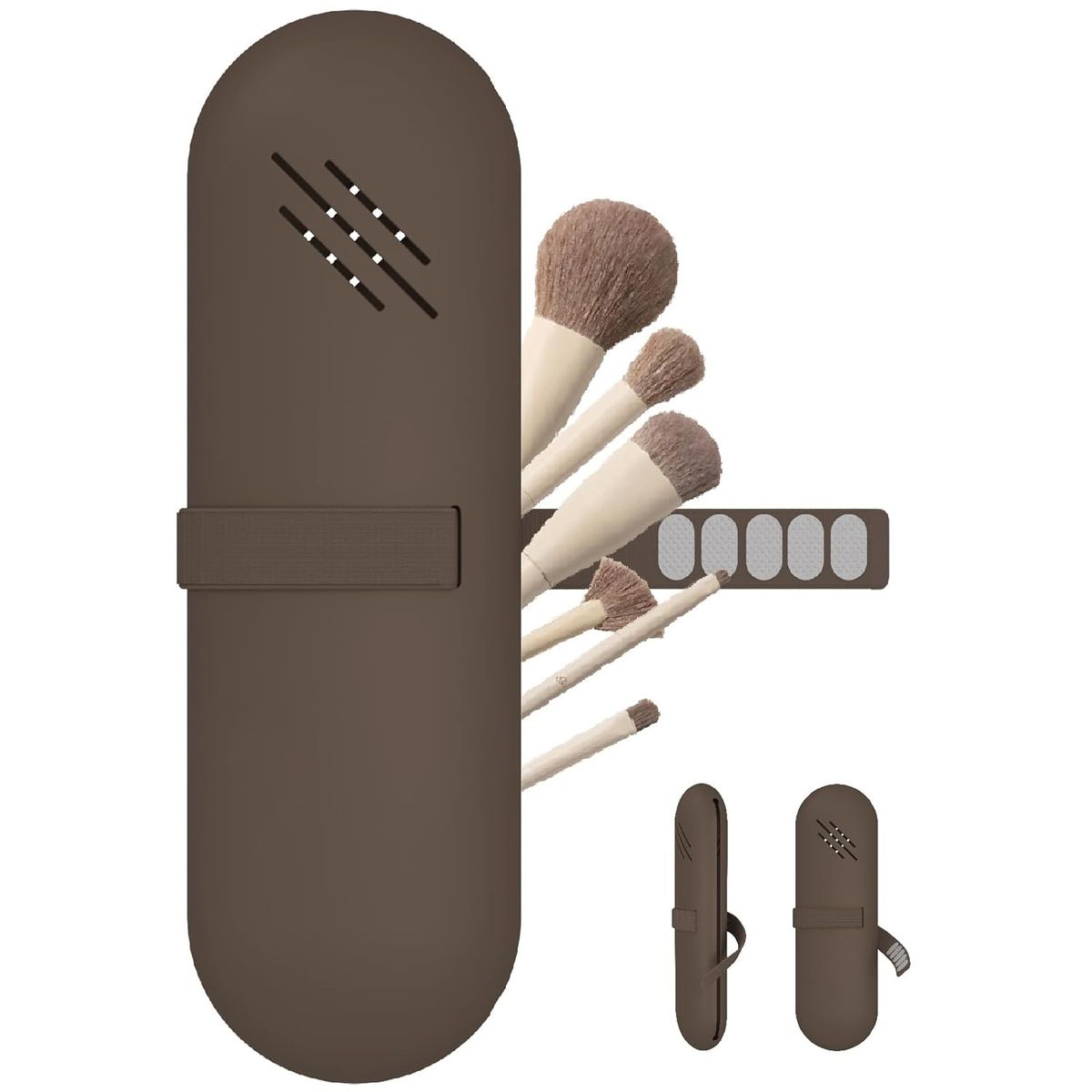 COREJOY - brochas maquillaje bolsa de viaje almacenamiento maquillaje marrón