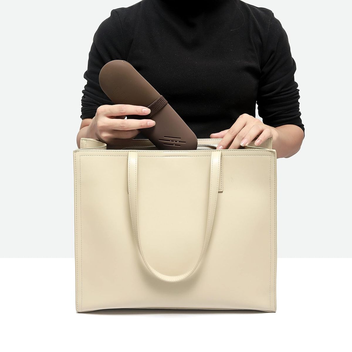 COREJOY - brochas maquillaje bolsa de viaje almacenamiento maquillaje marrón