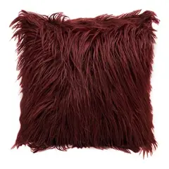 GENERICO - Pack 2 Cojin + Funda Para Cojín Pelo Largo - Burdeo-