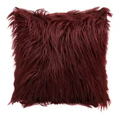 GENERICO - Pack 2 Cojin + Funda Para Cojín Pelo Largo - Burdeo