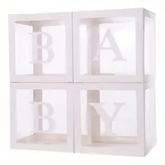 SM - Set 4 Cajas Cubo Para Decoración De Baby Shower Revelacion