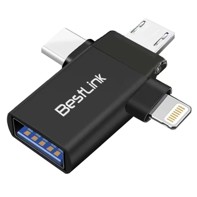 BESTLINK - Adaptador celular USB C Micro USB y Lightning a USB 3.0