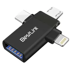 BESTLINK - Adaptador celular USB C Micro USB y Lightning a USB 3.0