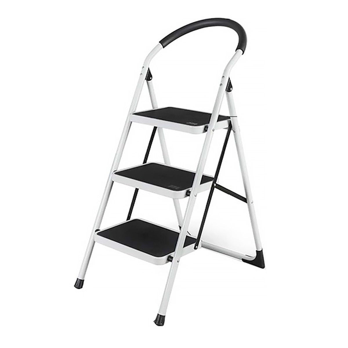 SDFIT - Escalera Acero Tubular 3 Peldaños Heavy Duty 150 Kg Blanca