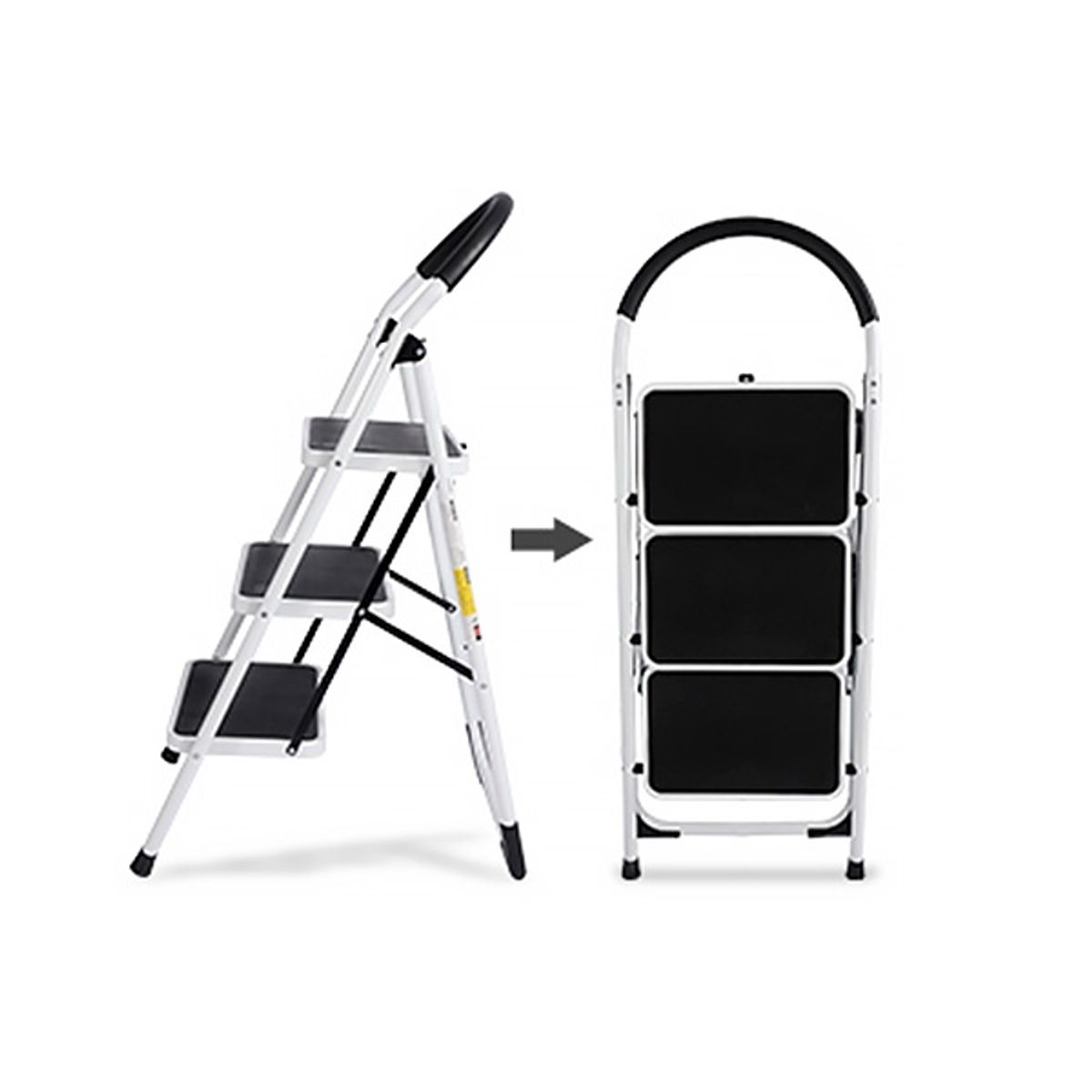 SDFIT - Escalera Acero Tubular 3 Peldaños Heavy Duty 150 Kg Blanca