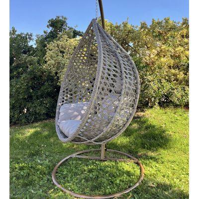 Imagen 2 del producto SILLA COLGANTE GRIS / PLOMA CON COJIN