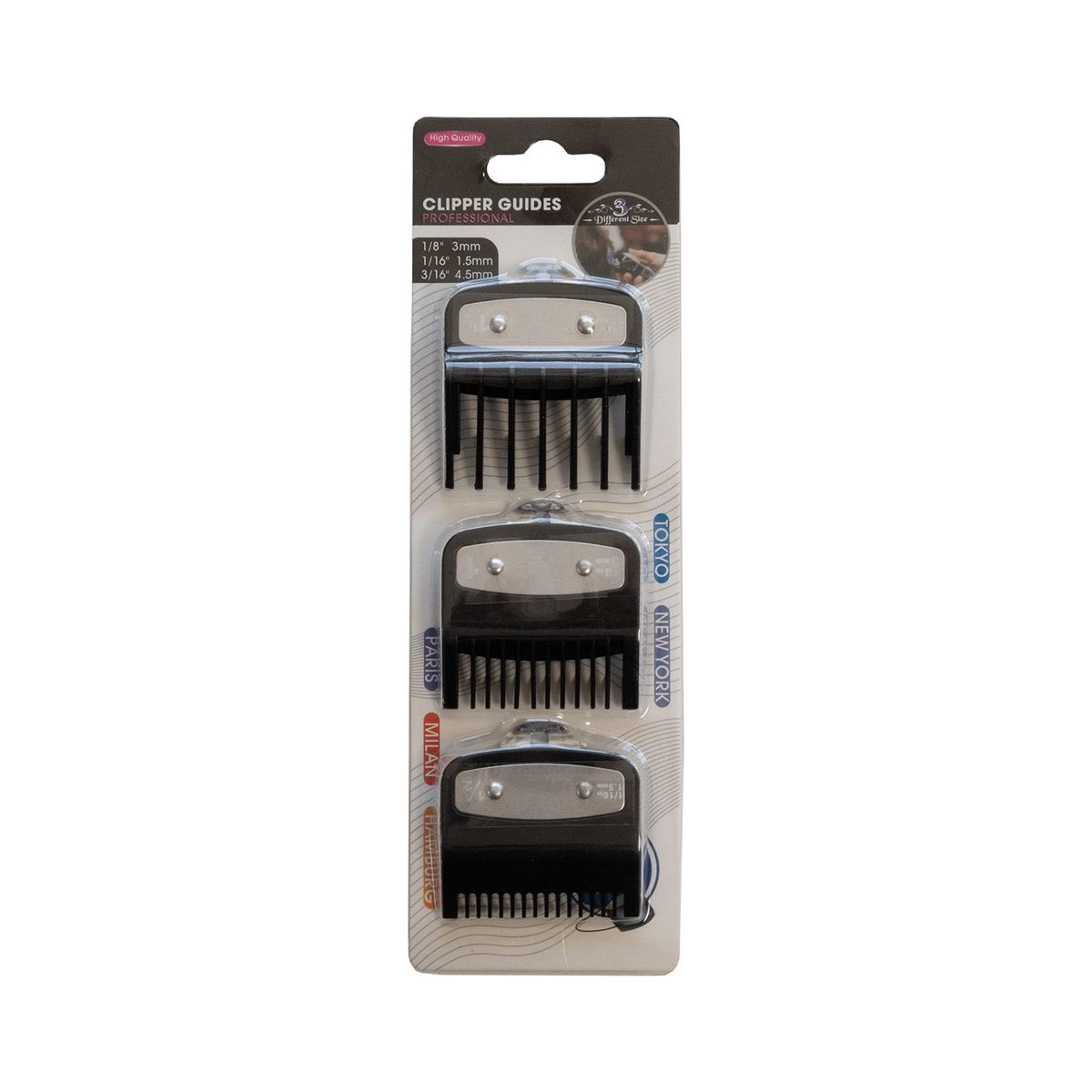 GENERICO - Set de 3 peines Intermedios Metálicos color Negro para WAHL.