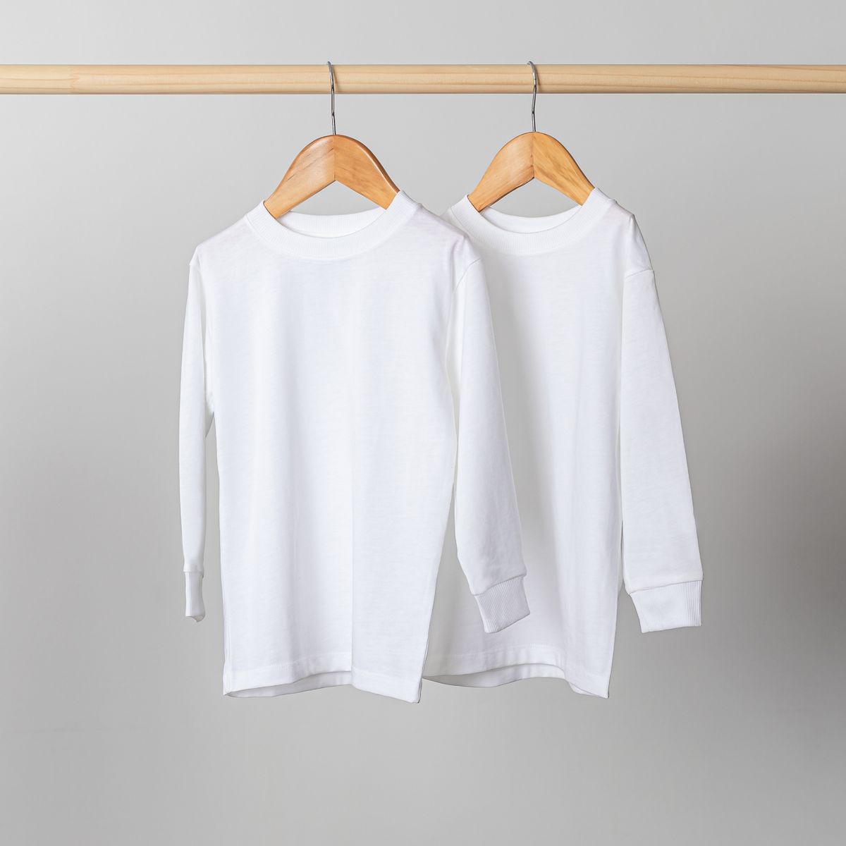 PIMMALU - Pack 2 Camisetas Manga Larga Niños Blancas Algodón Pima Peruano