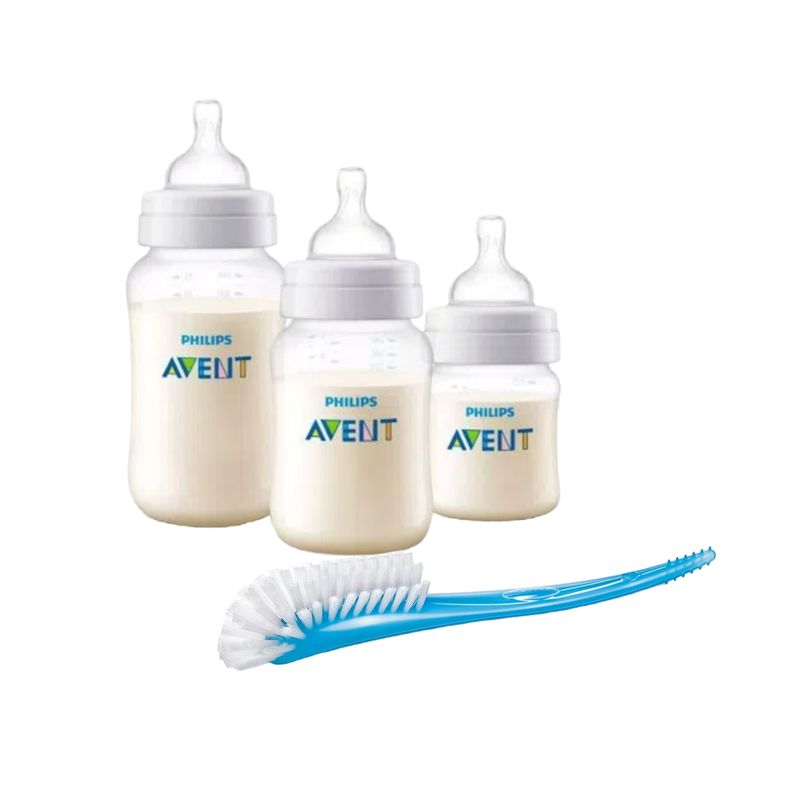 AVENT - Tripack  mamaderas más cepillo de higiene mamadera AVENT