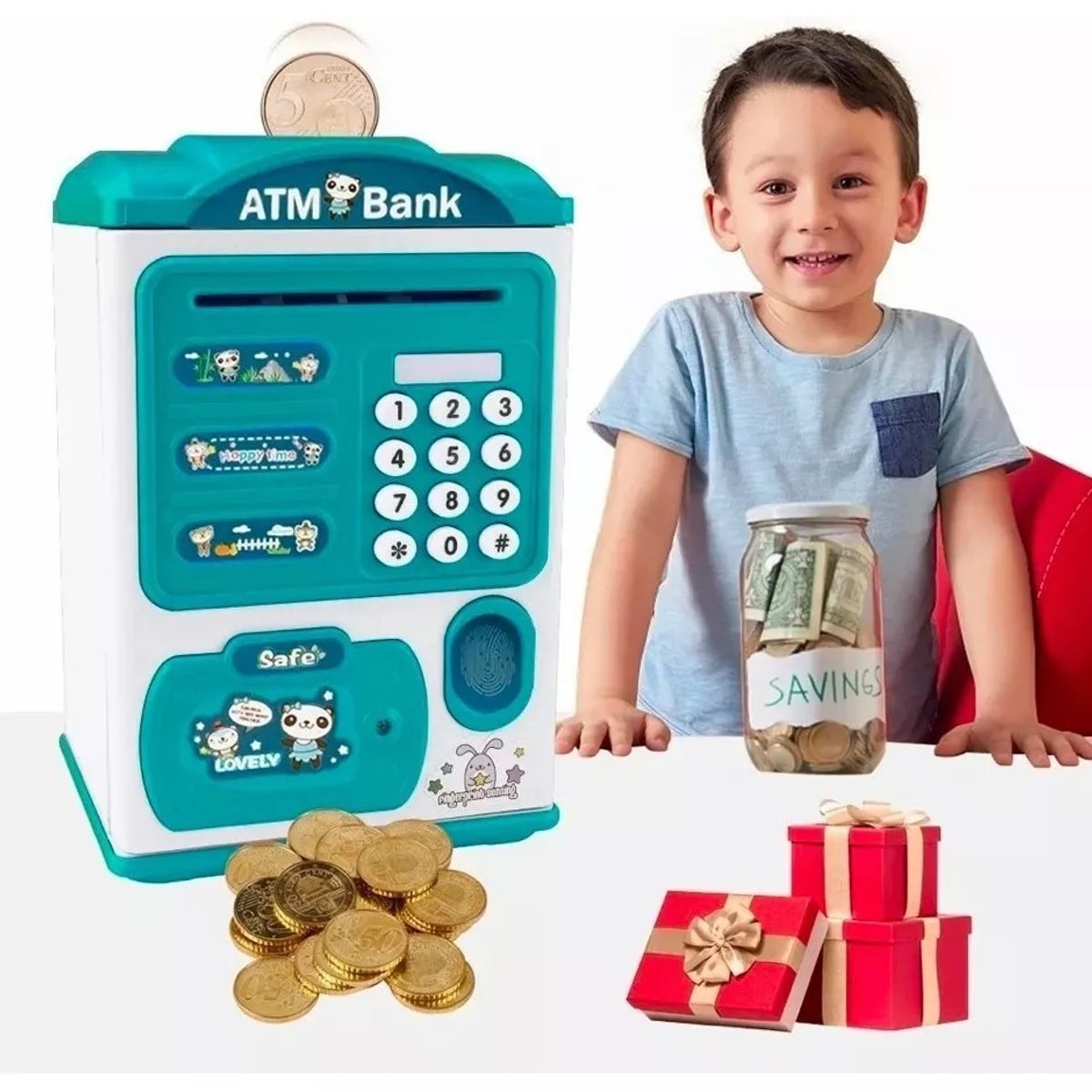 GENERICO - Alcancía De Ahorro Electrónica Sonido Huella Y Contraseña