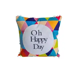 GENERICO - Pack 2 Cojin + Funda Para Cojin Pompon Colorida Letras De 42x42