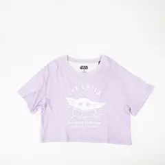 STAR WARS - Polera Mujer Baby Yoda Gris Mandalorian Gris