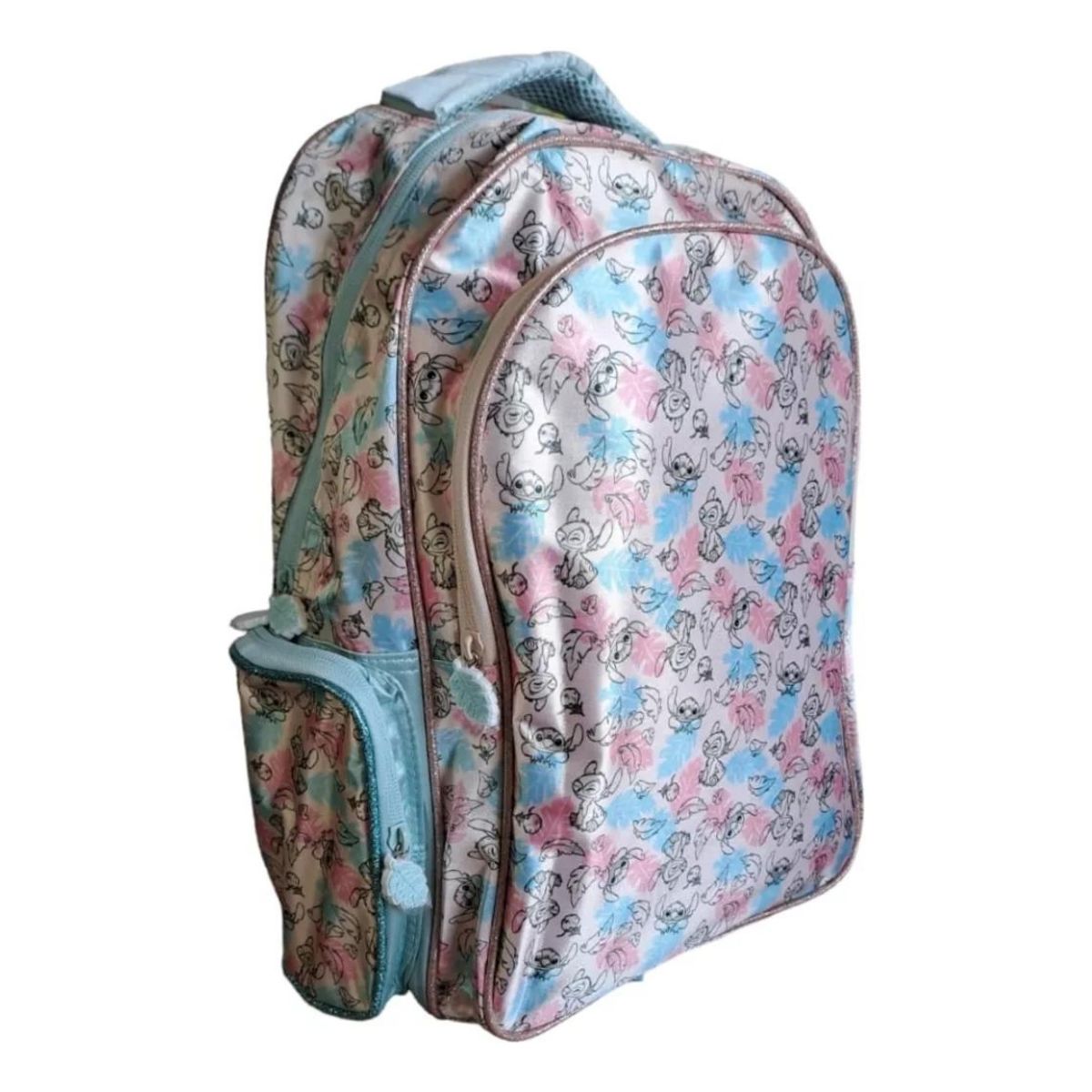 INTEC - Mochila Escolar Stich Satin Rosa con Celeste Niñas