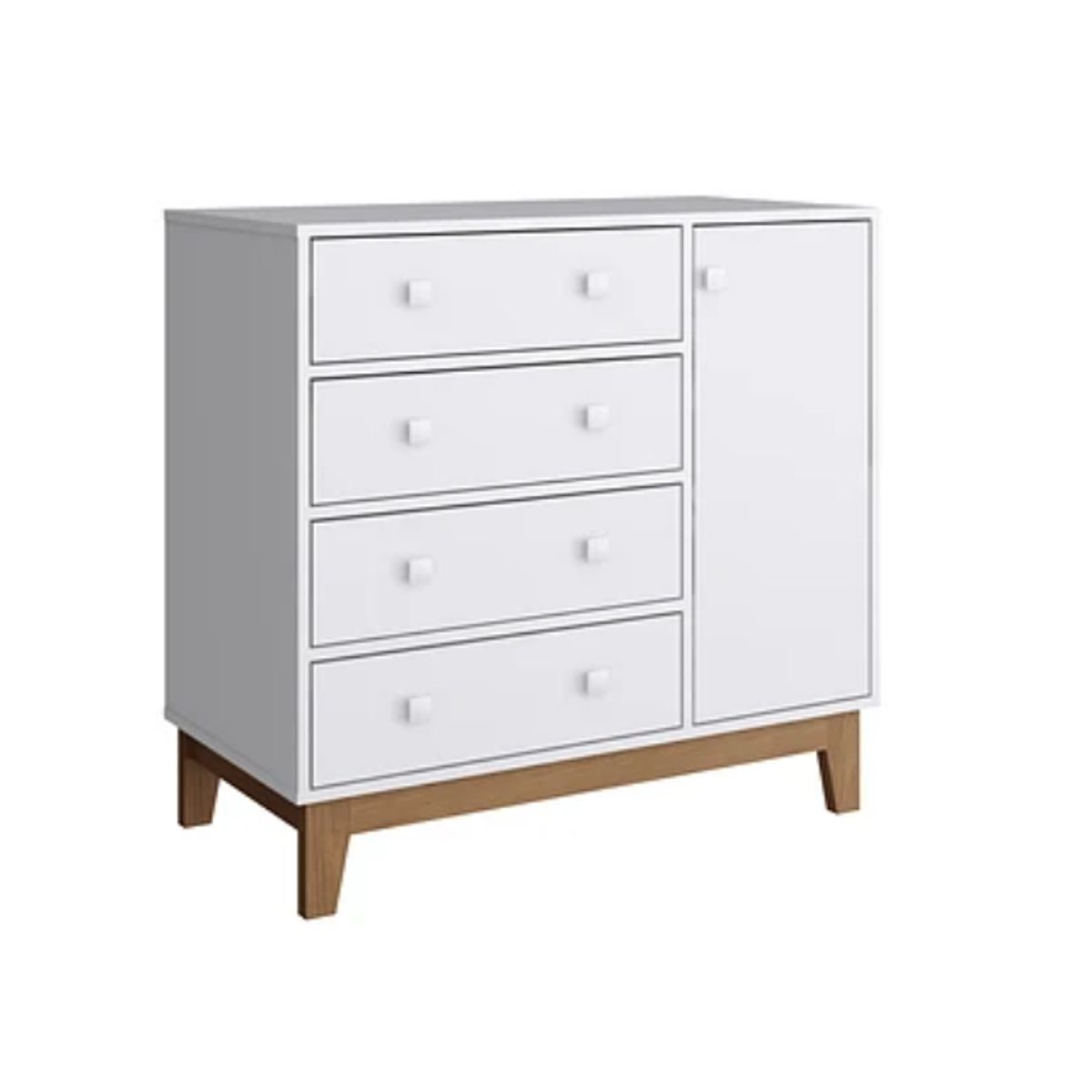 KIDSCOOL - Comoda Retro Harmony 4 Cajones + Puerta Blanco